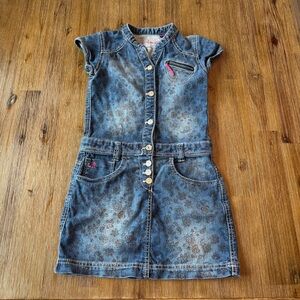 3/27$ Mexx Blue Floral Denim Kids Dress size 10